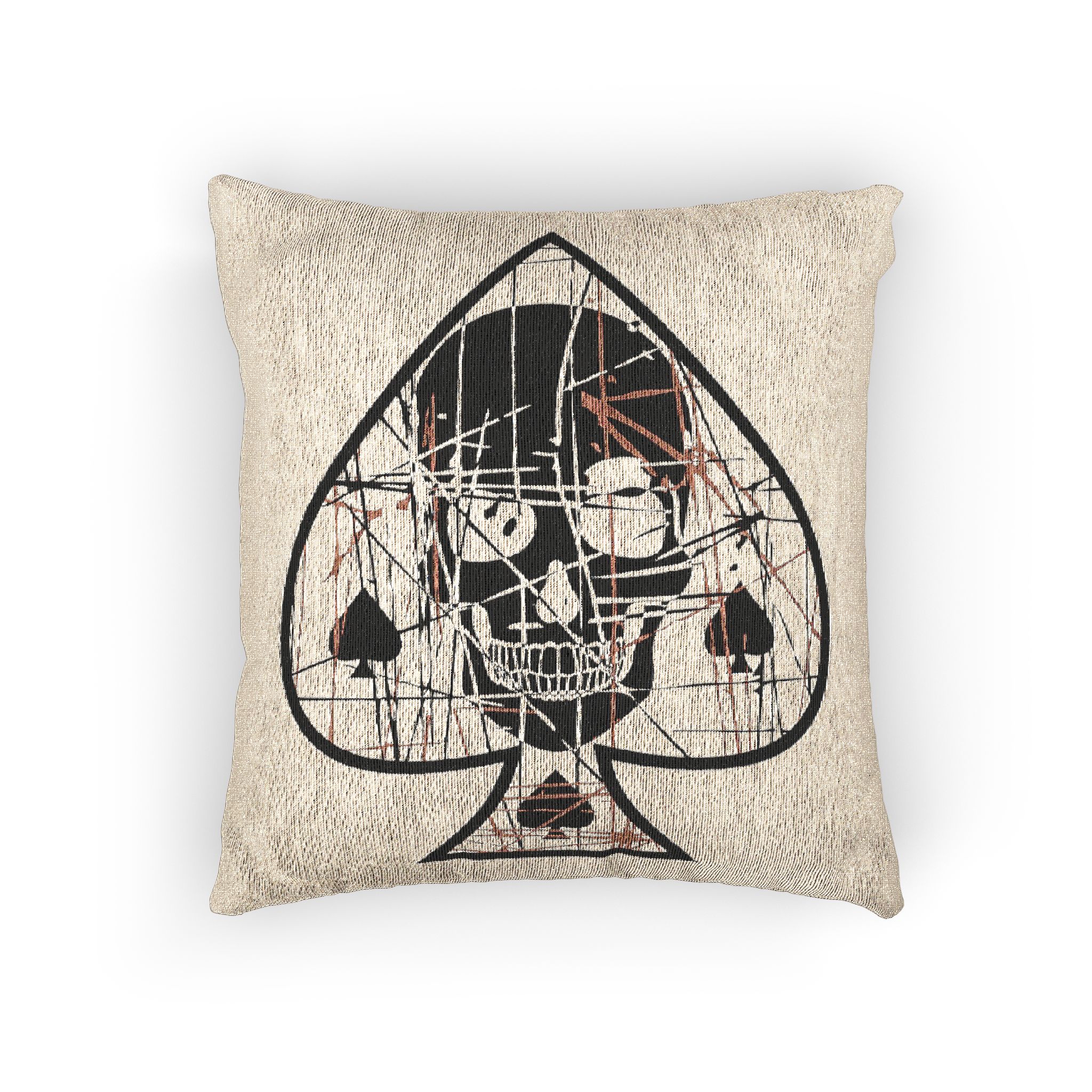 Ace Spades With Skull Grunge Vintage Design T Shirts(5) Woven Pillow - Image 3