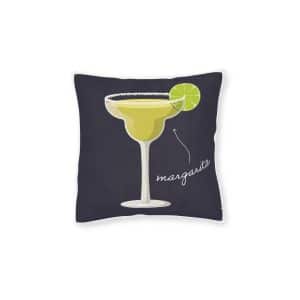 Vector Illustration Margarita Cocktail Isolated Black Background Square Pillow Pink Back