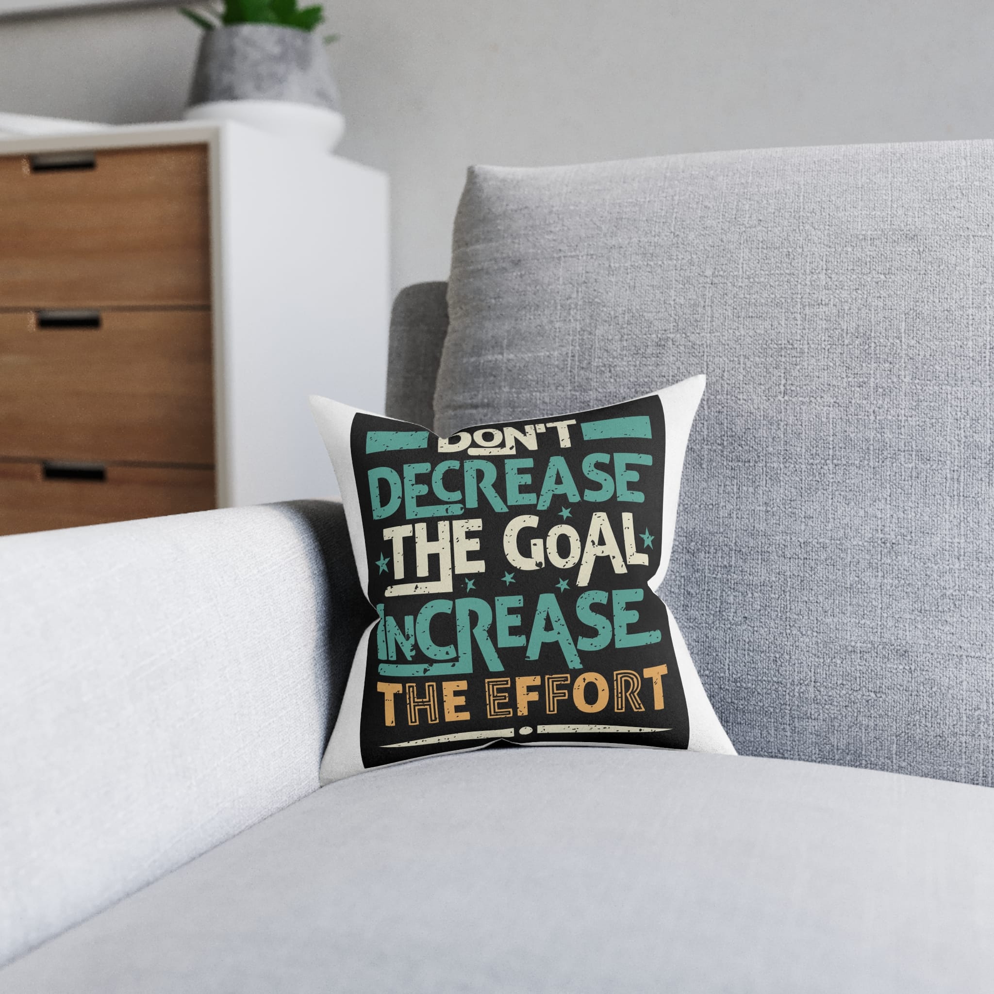 Don't Decrease the Goal Increase the Effort Square Pillow Pink Back - Image 4