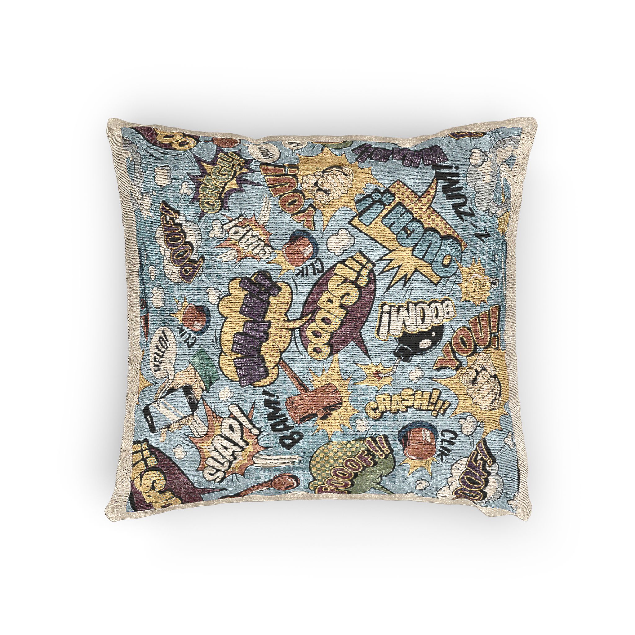 Comic Colorful Seamless Pattern With Bright Speech Bubbles Woven Pillow - Image 4