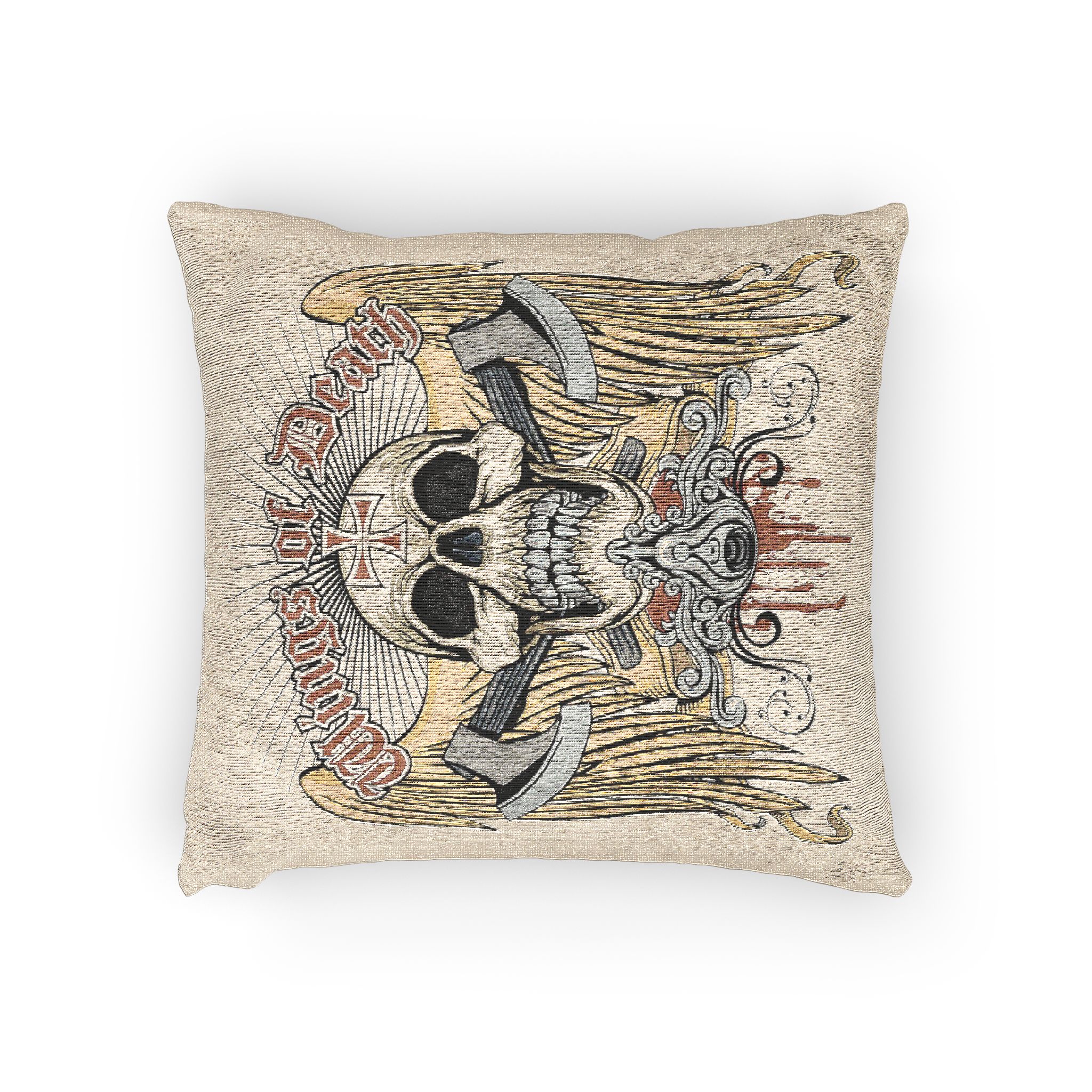 Gothic Sign With Skull Grunge Vintage Design T Shirts (30) Woven Pillow - Image 2