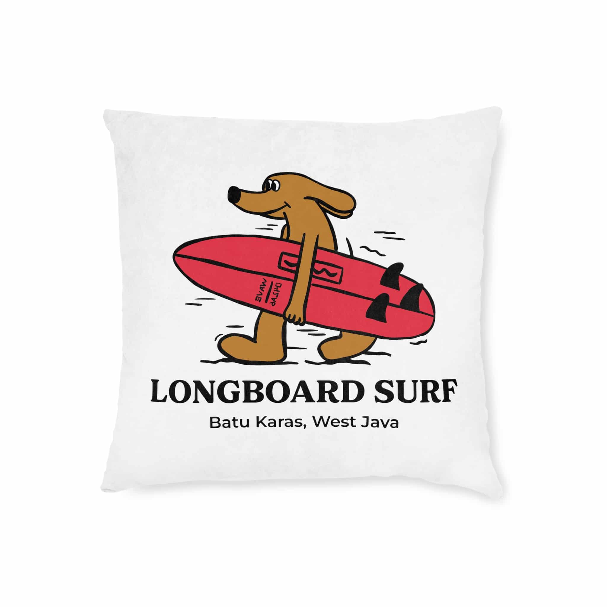 Longboard Surf Square Pillow Pink Back - Image 5