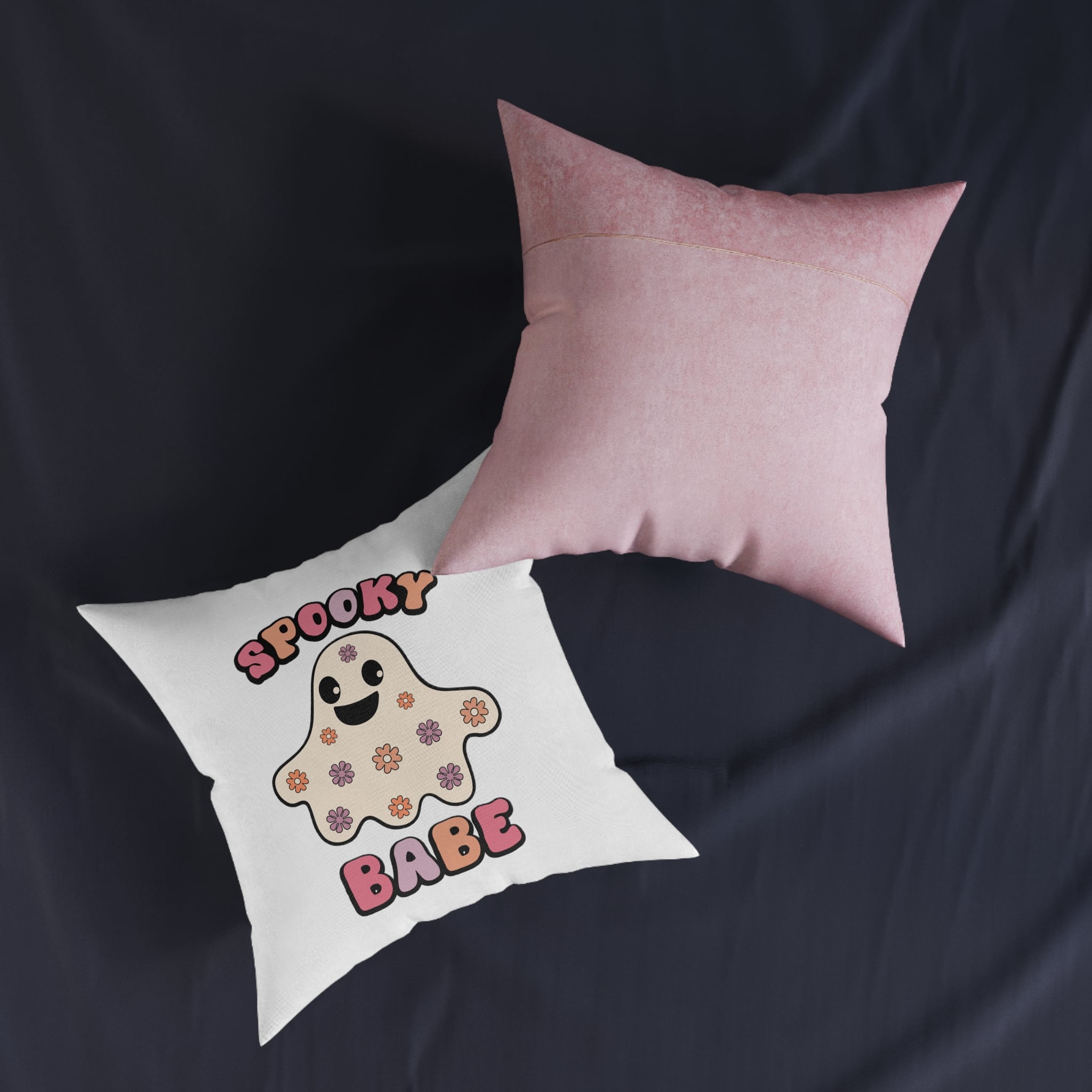 Spooky Babe Square Pillow Pink Back - Image 11
