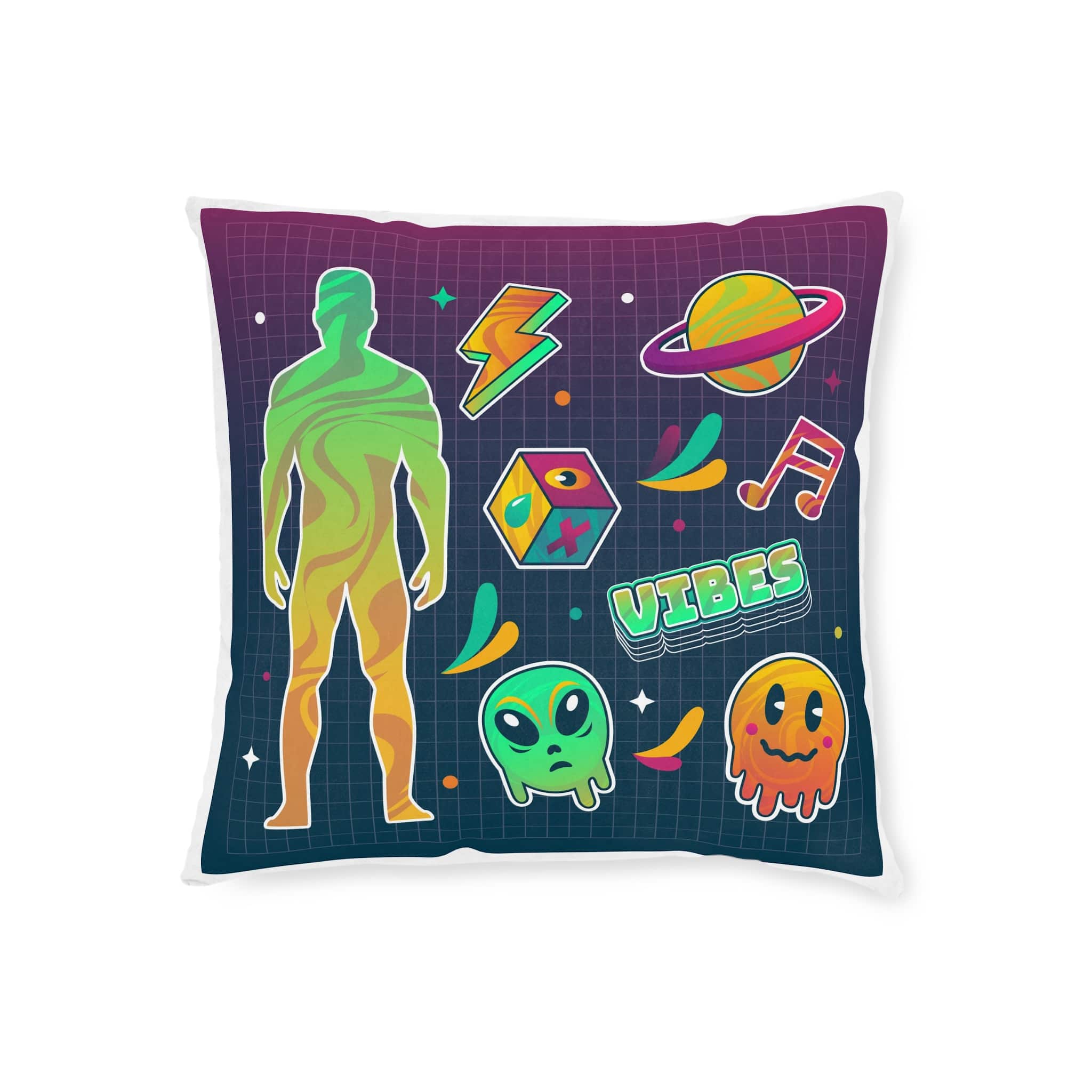 Gradient Rave Sticker Set Square Pillow Pink Back - Image 5