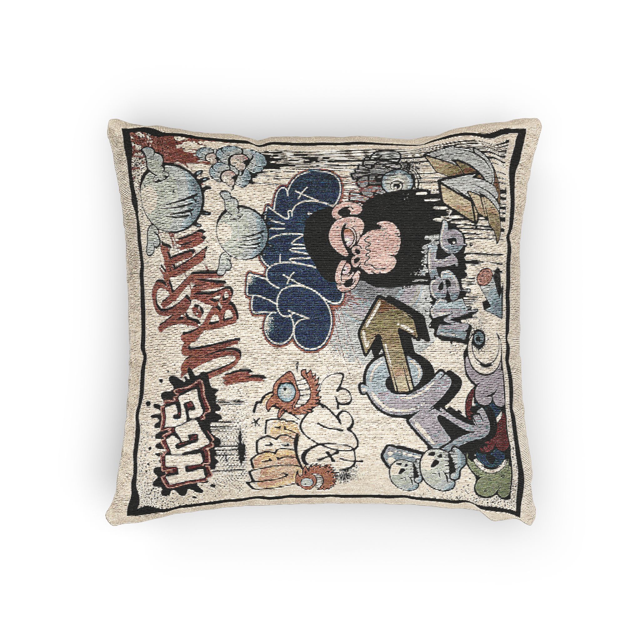 Seamless Graffiti Pattern (1) 1 Woven Pillow - Image 4