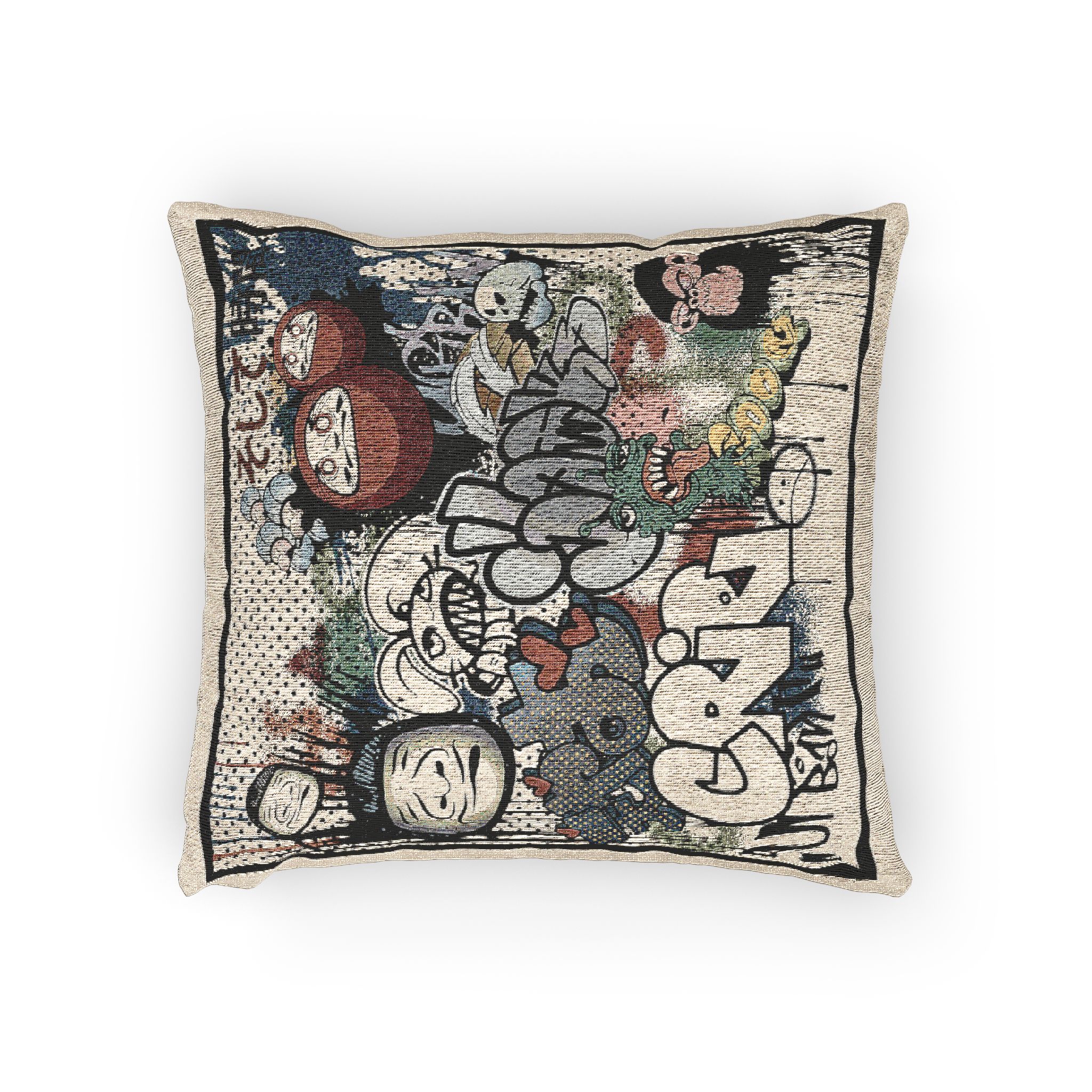 Seamless Graffiti Pattern (6) Woven Pillow - Image 2