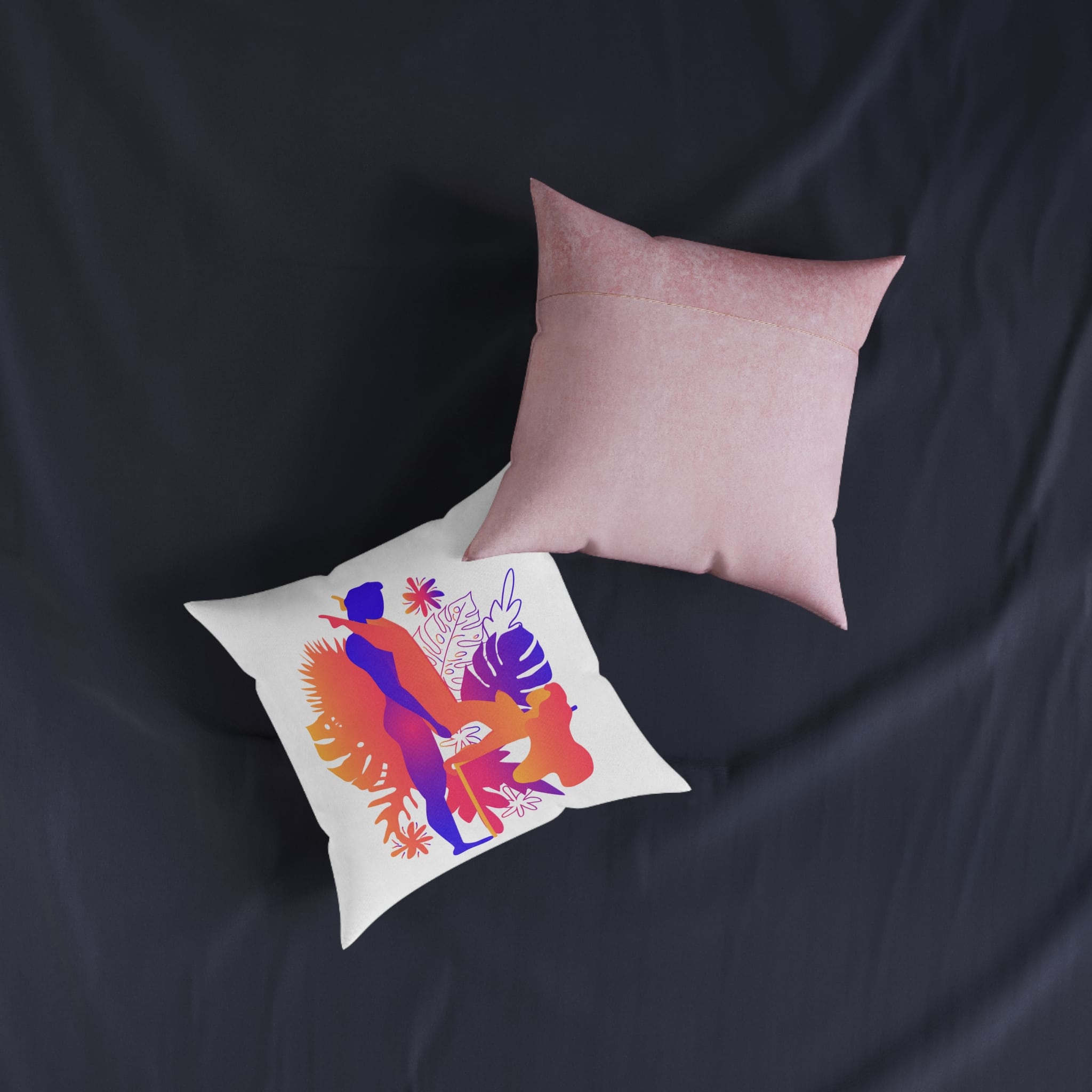 Kama Sutra Man Woman Have Sex Art Love Sexual Position Butterfly Square Pillow Pink Back - Image 7