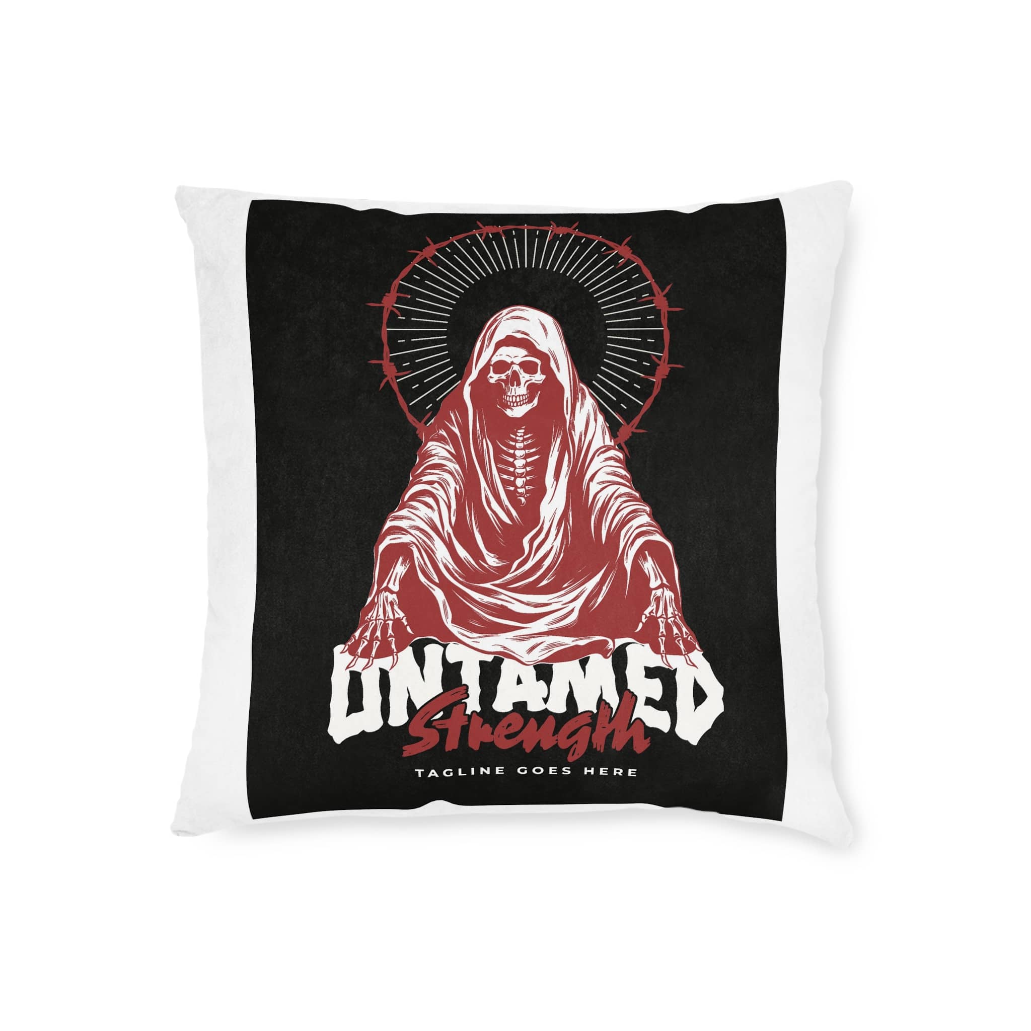 Untamed Strength the Angel of Death Is Sitting Poster Square Pillow Pink Back - Image 5