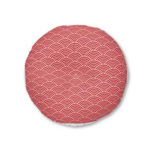 Japanese Wave Seamless Pattern Background Tufted Floor Pillow Round
