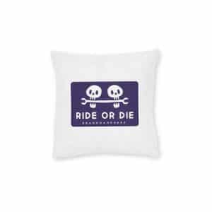 Cool Two Skulls Head Bite Wrench Illustration T Shirt Sticker Square Pillow Pink Back
