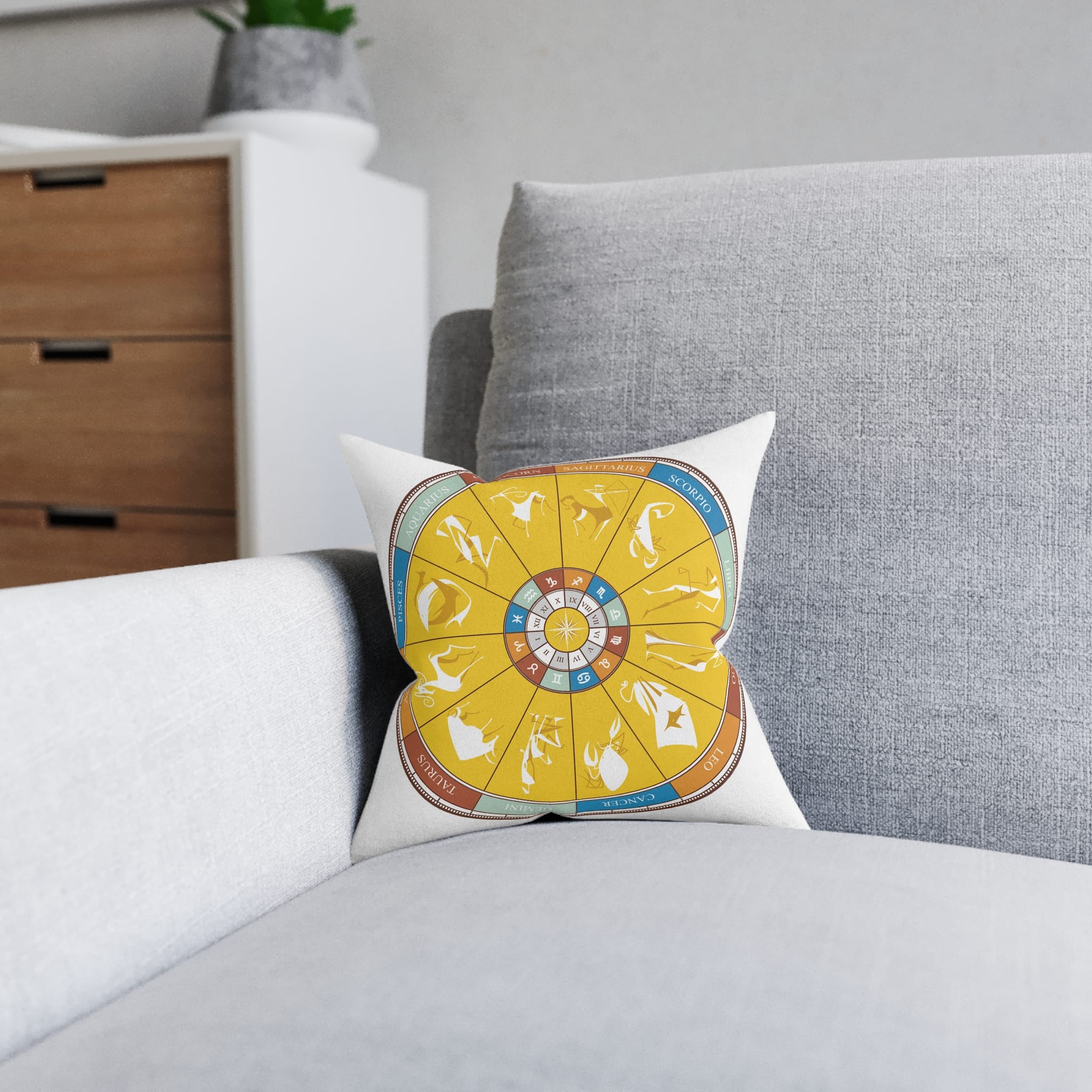 Zodiac Signs Square Pillow Pink Back - Image 4