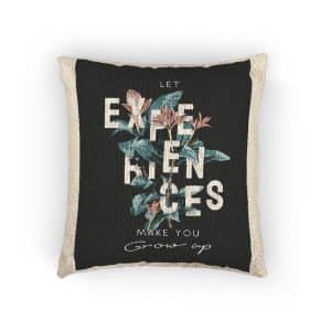 Experience Slogan Tropical Flowers Vector Illustration Black Background Woven Pillow