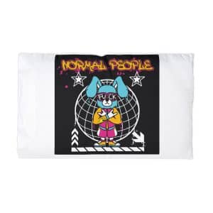 Graffiti Rabbit Street Wear Illustration With Slogan Normal People Microfiber Pillowcase