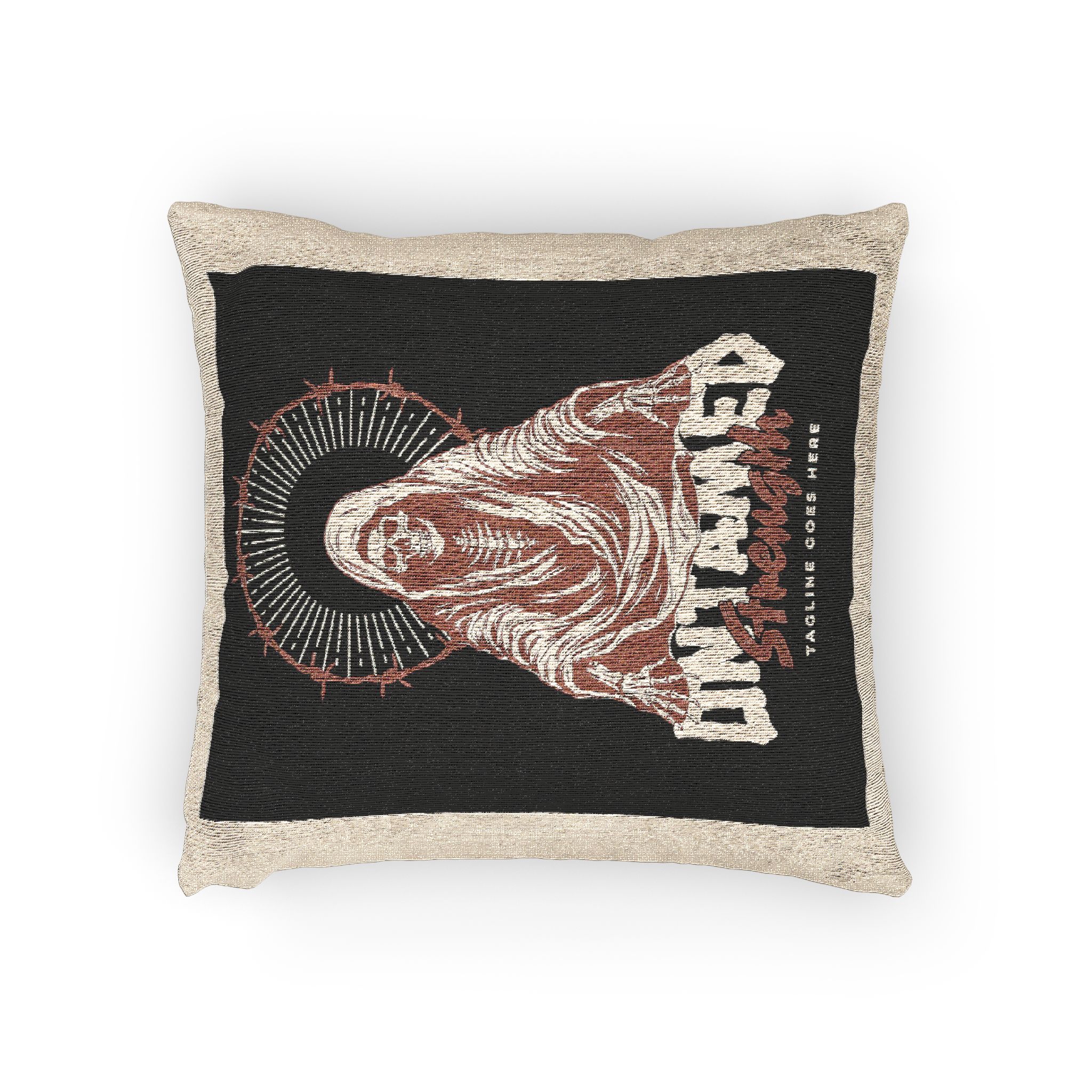 Untamed Strength the Angel of Death Is Sitting Poster Woven Pillow - Image 2