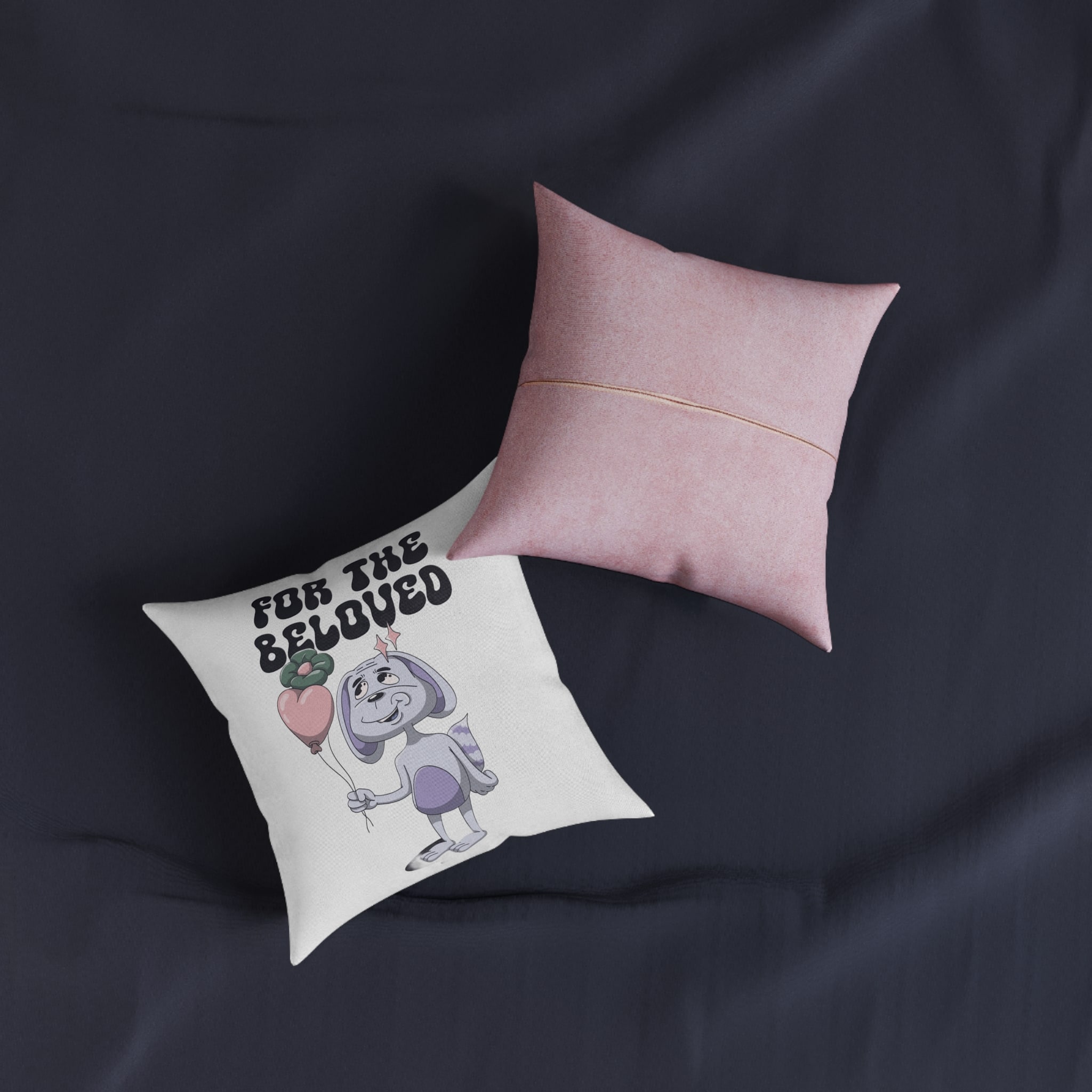 For the Beloved Square Pillow Pink Back - Image 3