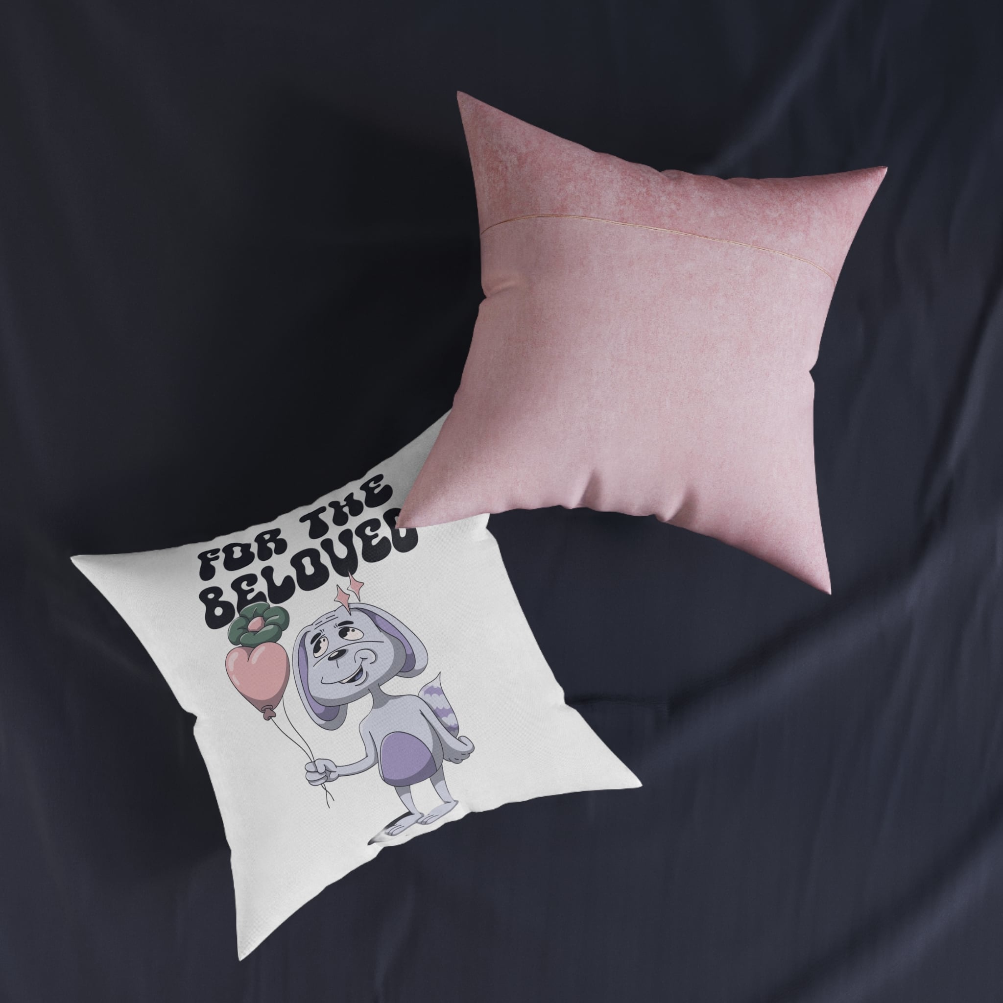 For the Beloved Square Pillow Pink Back - Image 11