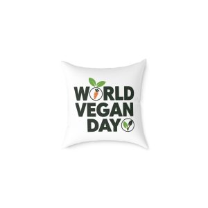 World Vegan Day Square Poly Canvas Pillow
