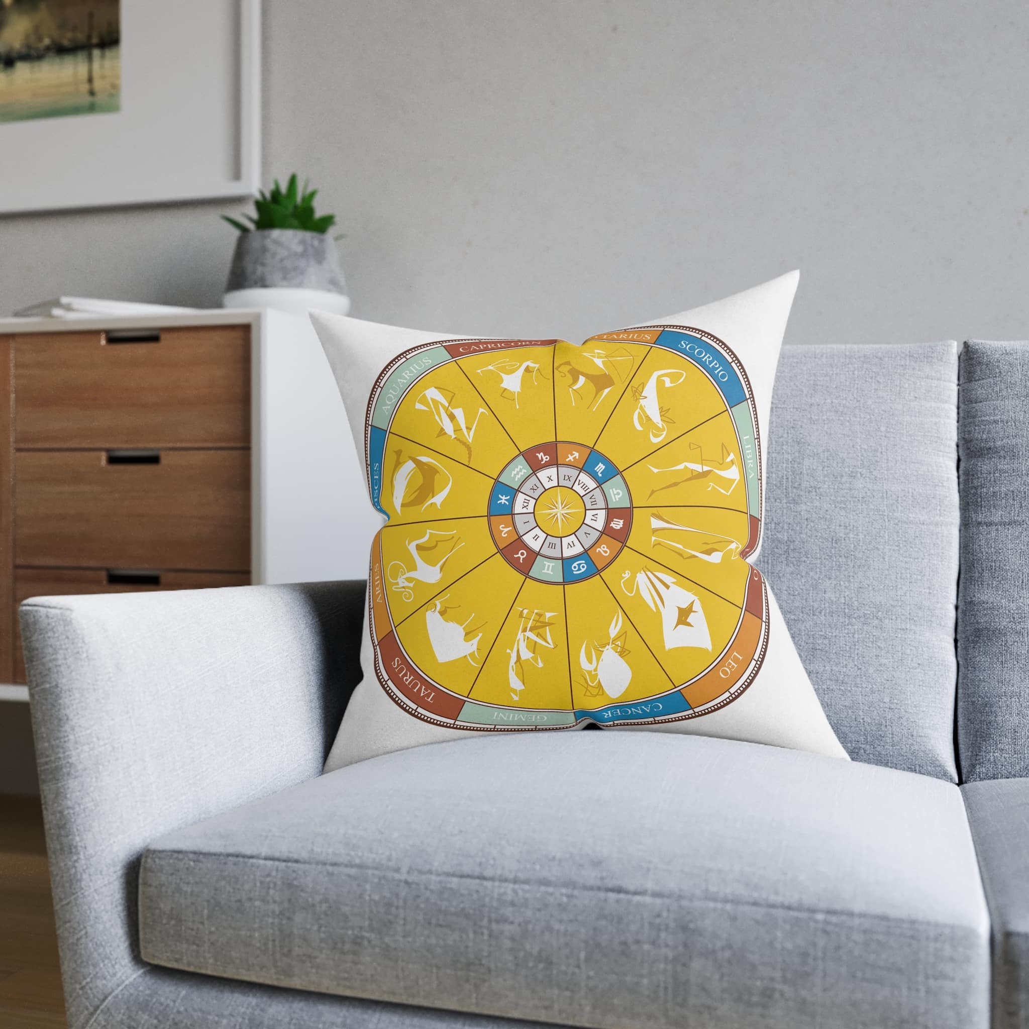 Zodiac Signs Square Pillow Pink Back - Image 12