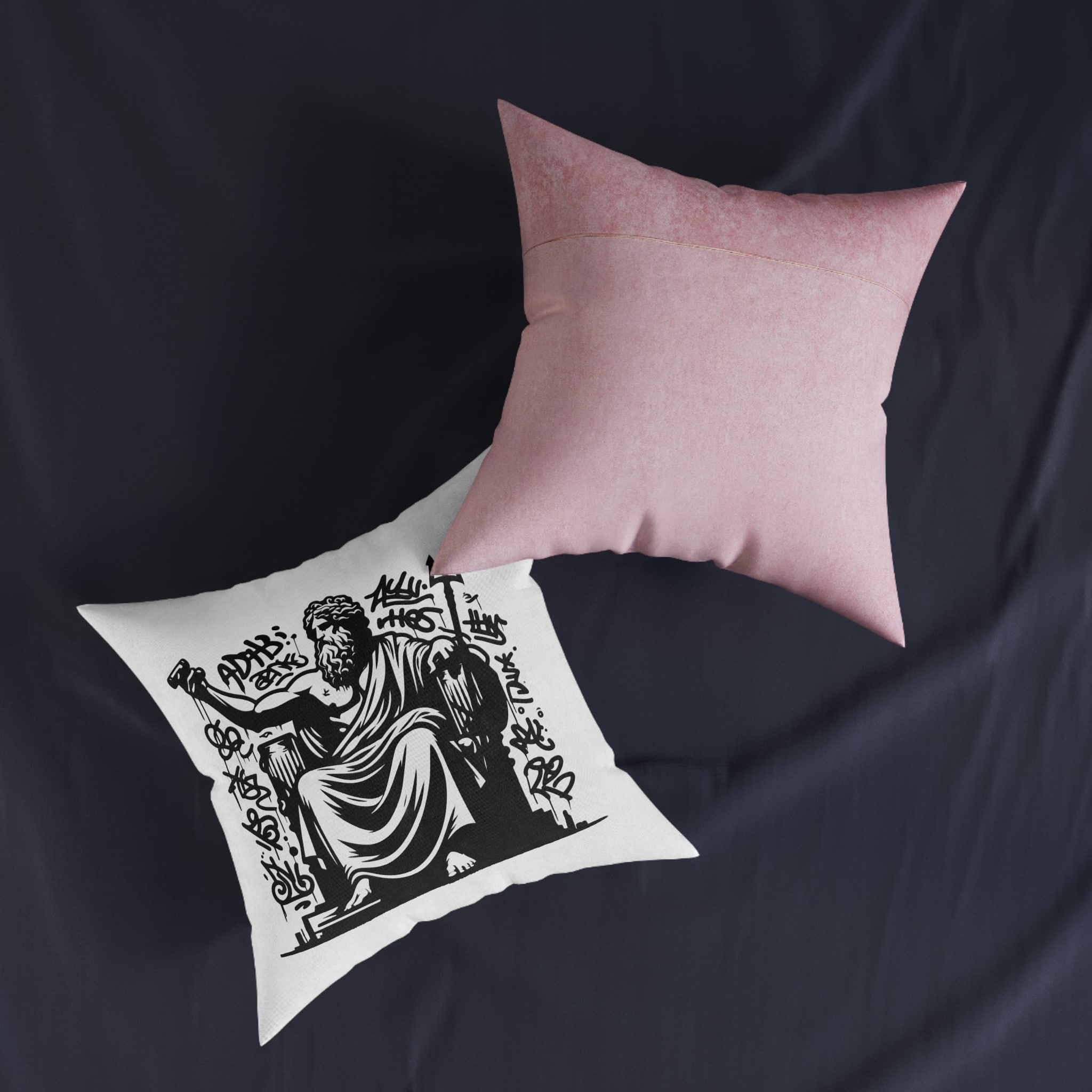 Zeus Deity Mythology Square Pillow Pink Back - Image 11