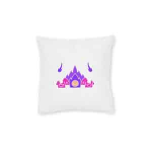 Cool Skulls Holding Wrench With Fire Illustration T Shirt Sticker Apparel Merchandise Square Pillow Pink Back