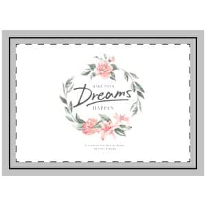 Make Dreams Happen Slogan Vintage Flowers Wreath Frame Illustration Throw Pillow