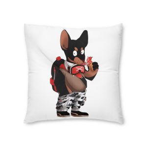 Cool Little Mice Eat Ice Cream Mascot Design Cartoon Illstration Tufted Floor Pillow Square