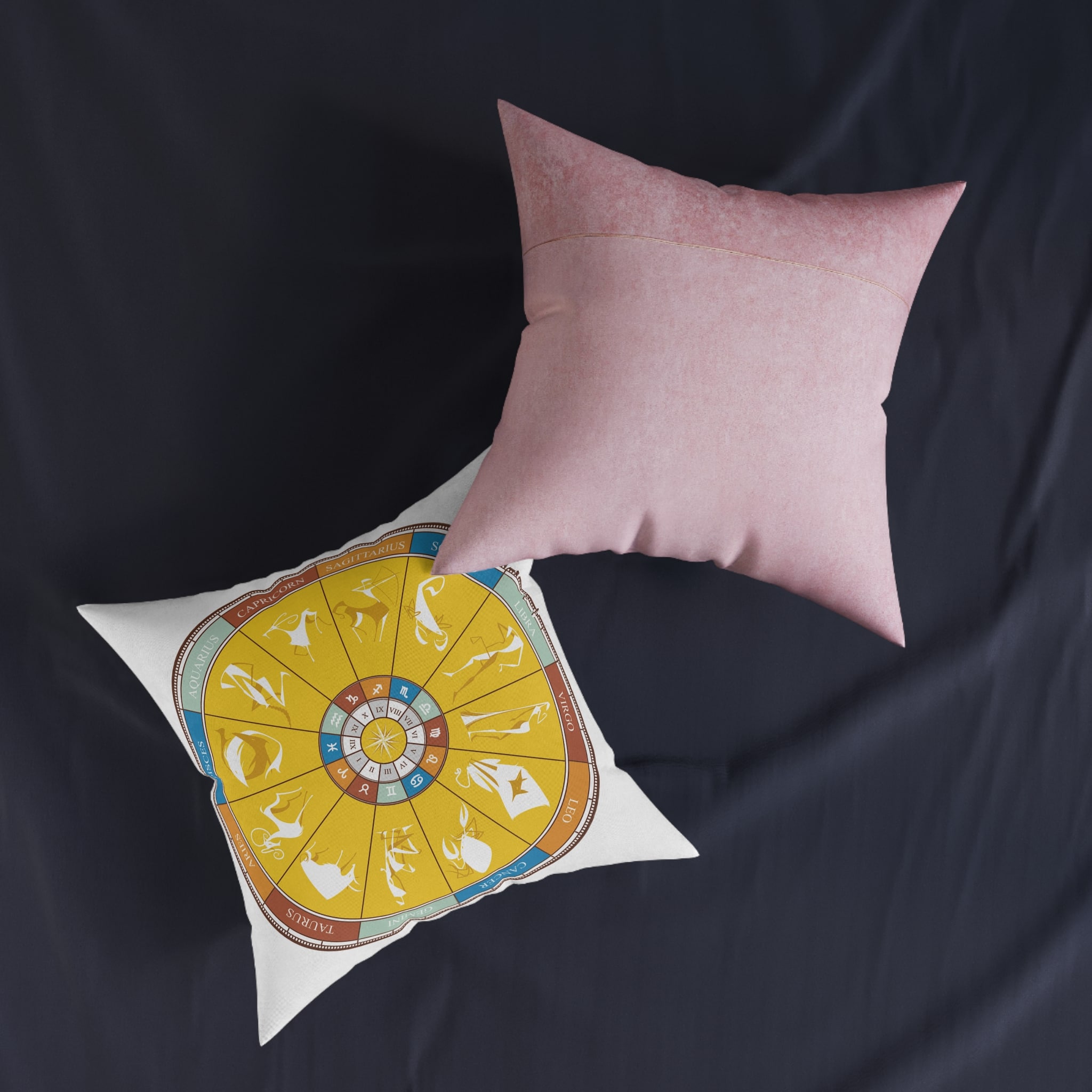 Zodiac Signs Square Pillow Pink Back - Image 11