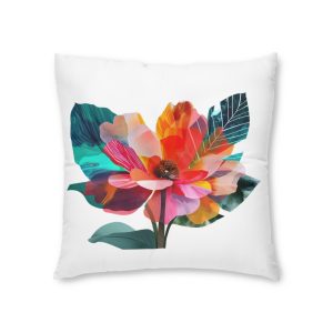 Colorful Abstract Flower Illustration Tufted Floor Pillow Square