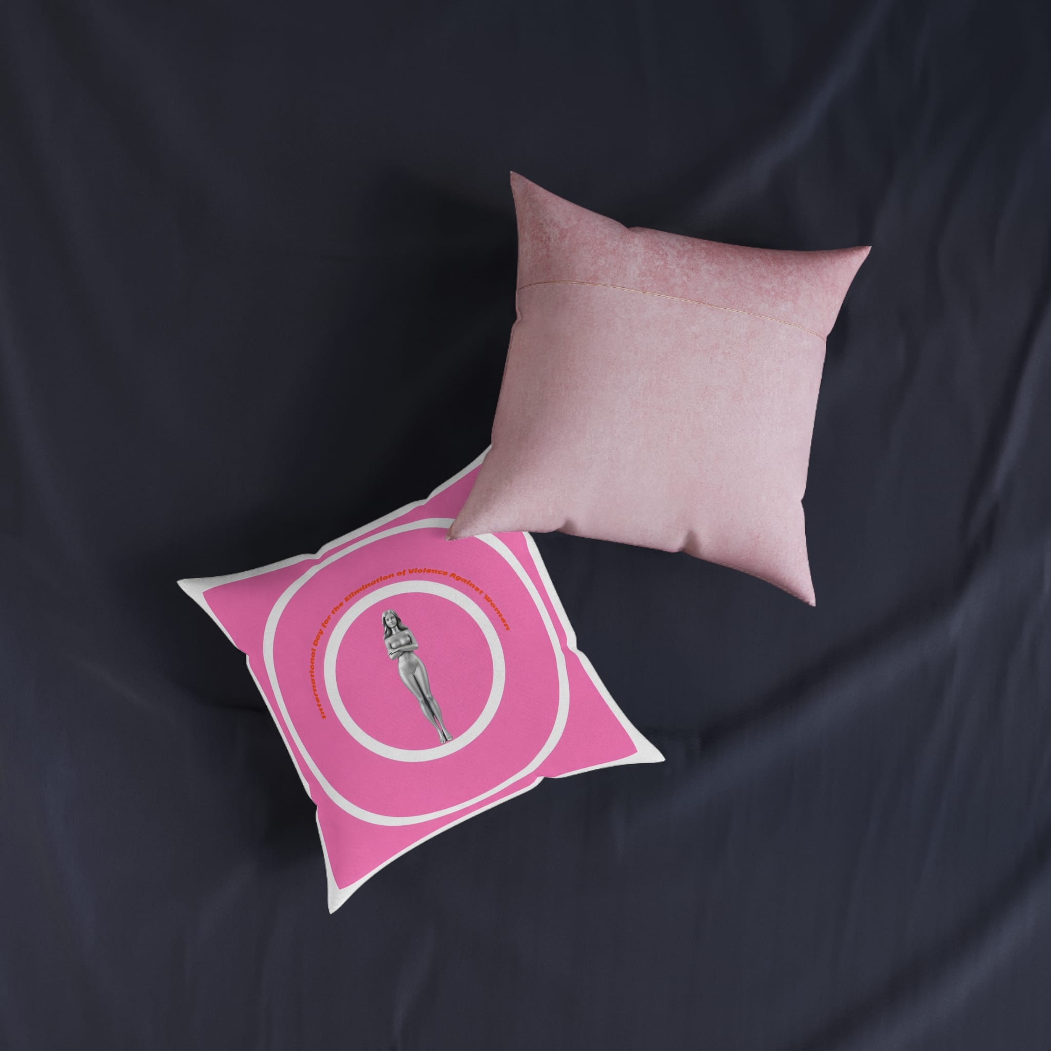 Vector International Day Elimination Violence Against Women Poster Banner Square Pillow Pink Back - Image 7
