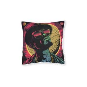 Cartoon Wearing Hoodie Sunglasses Square Pillow Pink Back