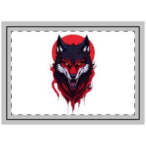 Wolf With Red Head Yellow Eyes Throw Pillow