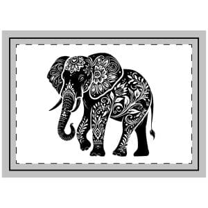 Black Color Elephant Silhouette Vector Illustration Solid White Background Throw Pillow