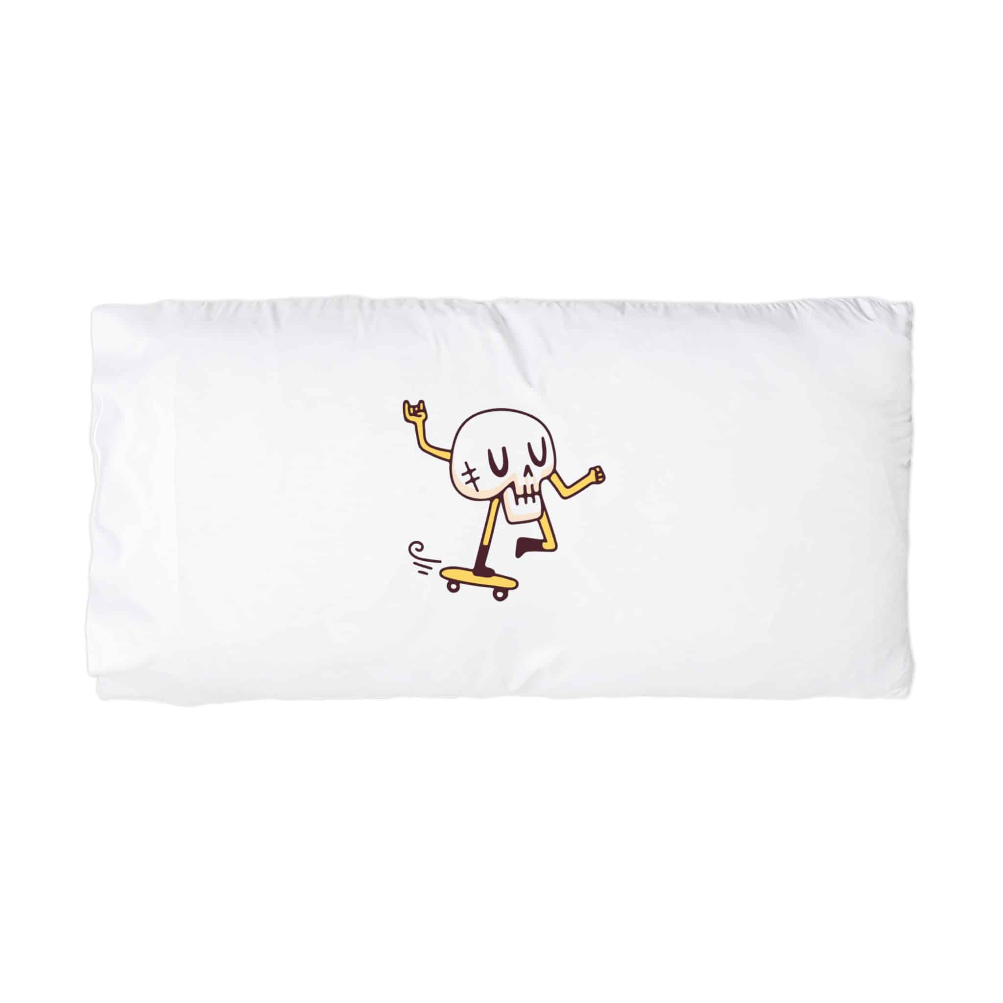 Cool Skull Riding Skateboard Illustration T Shirt Poster Sticker Apparel Merchandise Microfiber Pillowcase - Image 3
