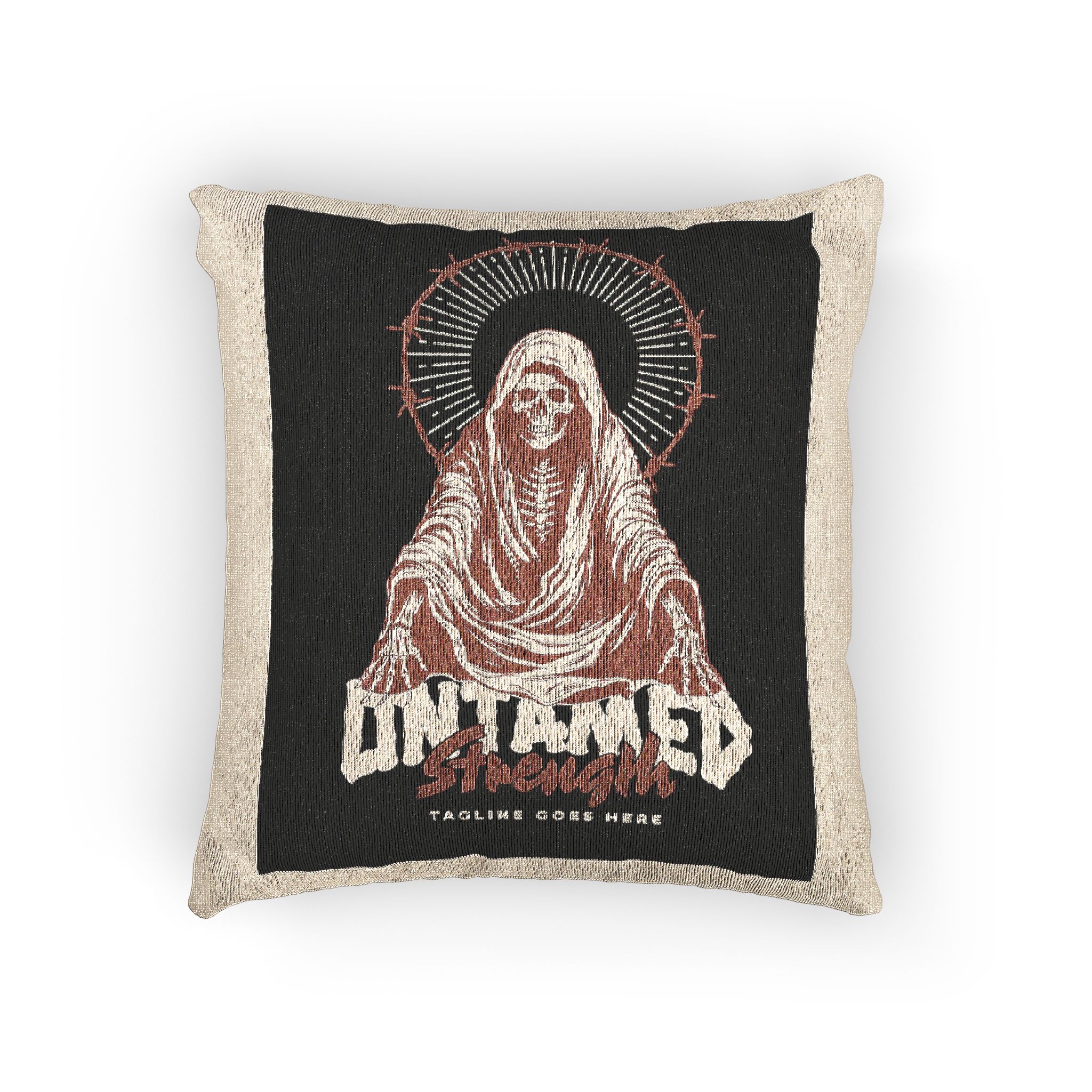 Untamed Strength the Angel of Death Is Sitting Poster Woven Pillow
