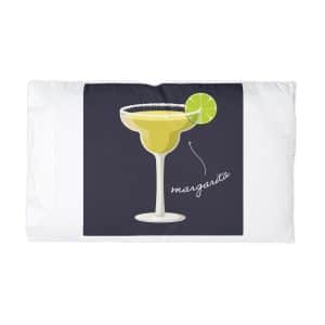 Vector Illustration Margarita Cocktail Isolated Black Background Microfiber Pillowcase