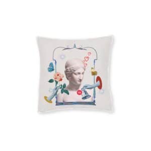 Greek Goddess Statue Online Dating Notification Aesthetic Mixed Media Square Pillow Pink Back