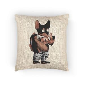 Cool Little Mice Eat Ice Cream Mascot Design Cartoon Illstration Woven Pillow