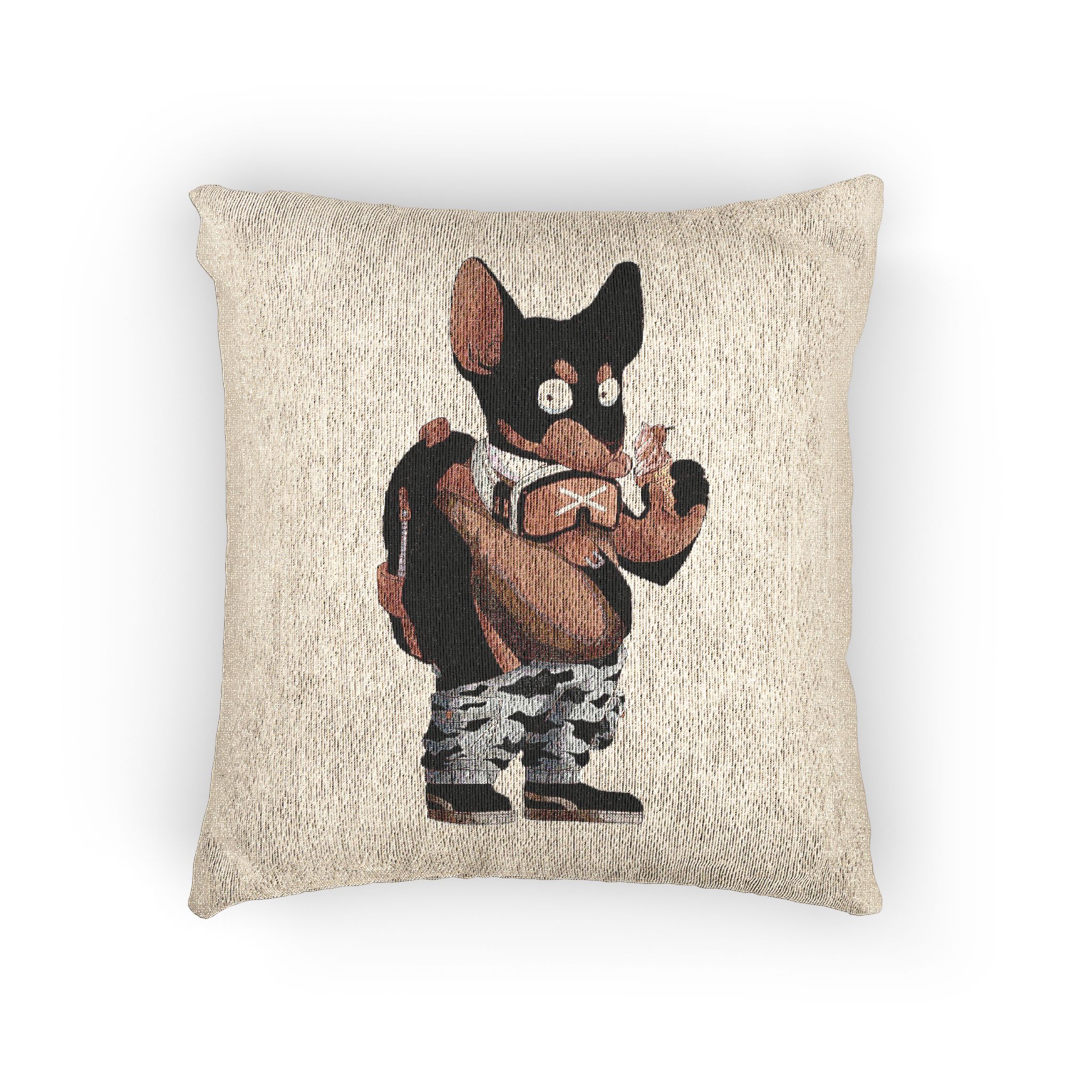 Cool Little Mice Eat Ice Cream Mascot Design Cartoon Illstration Woven Pillow