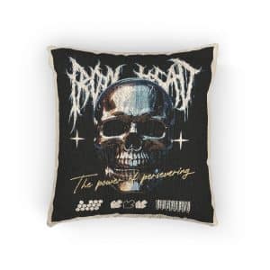 Chrome Skull Typography Power Persevering Woven Pillow