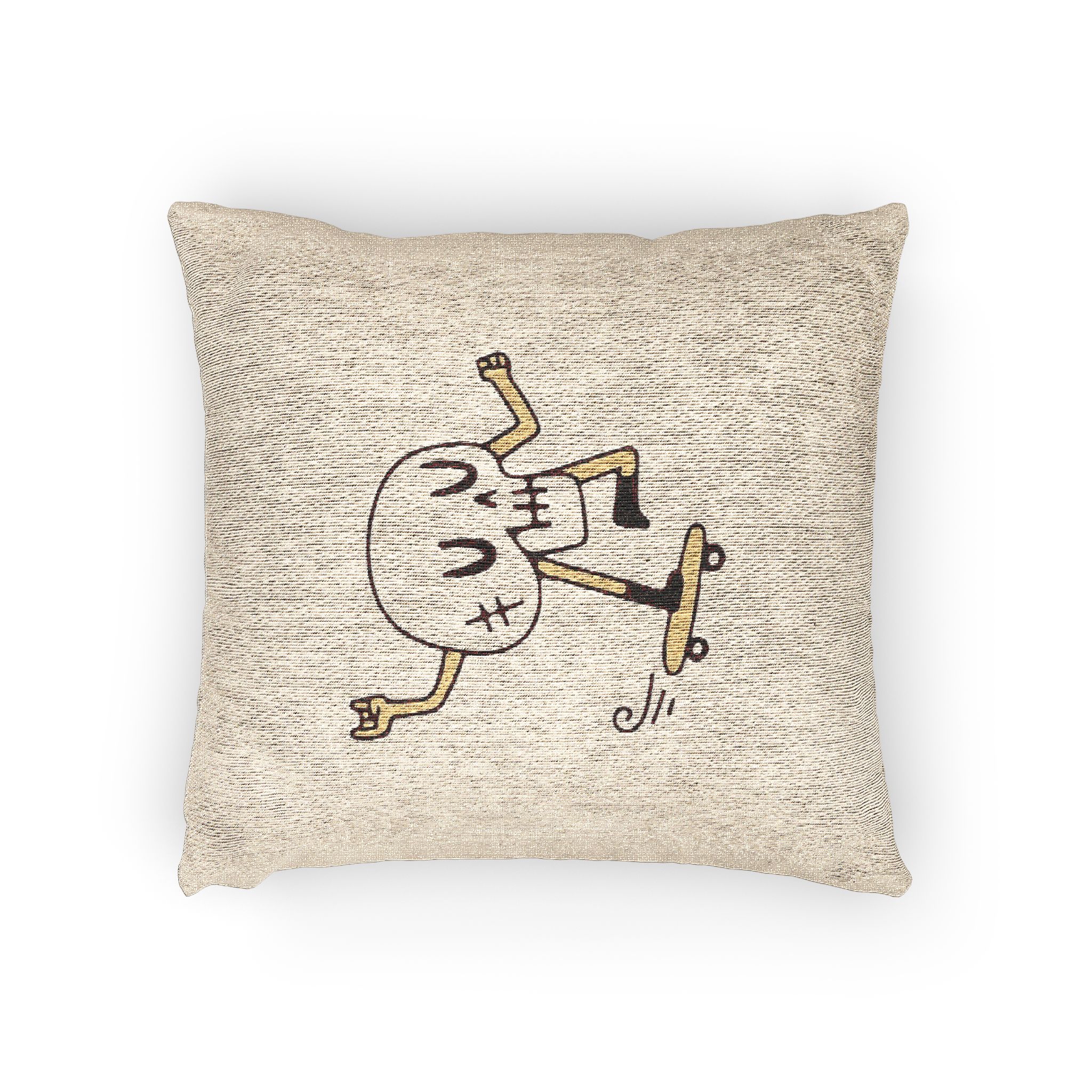 Cool Skull Riding Skateboard Illustration T Shirt Poster Sticker Apparel Merchandise Woven Pillow - Image 2