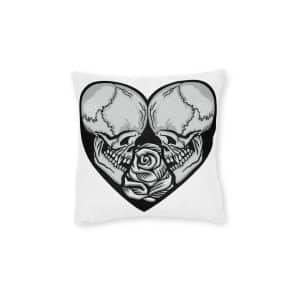 Gothic Sign With Skull Heart Grunge Vintage Design T Shirts Square Pillow Pink Back
