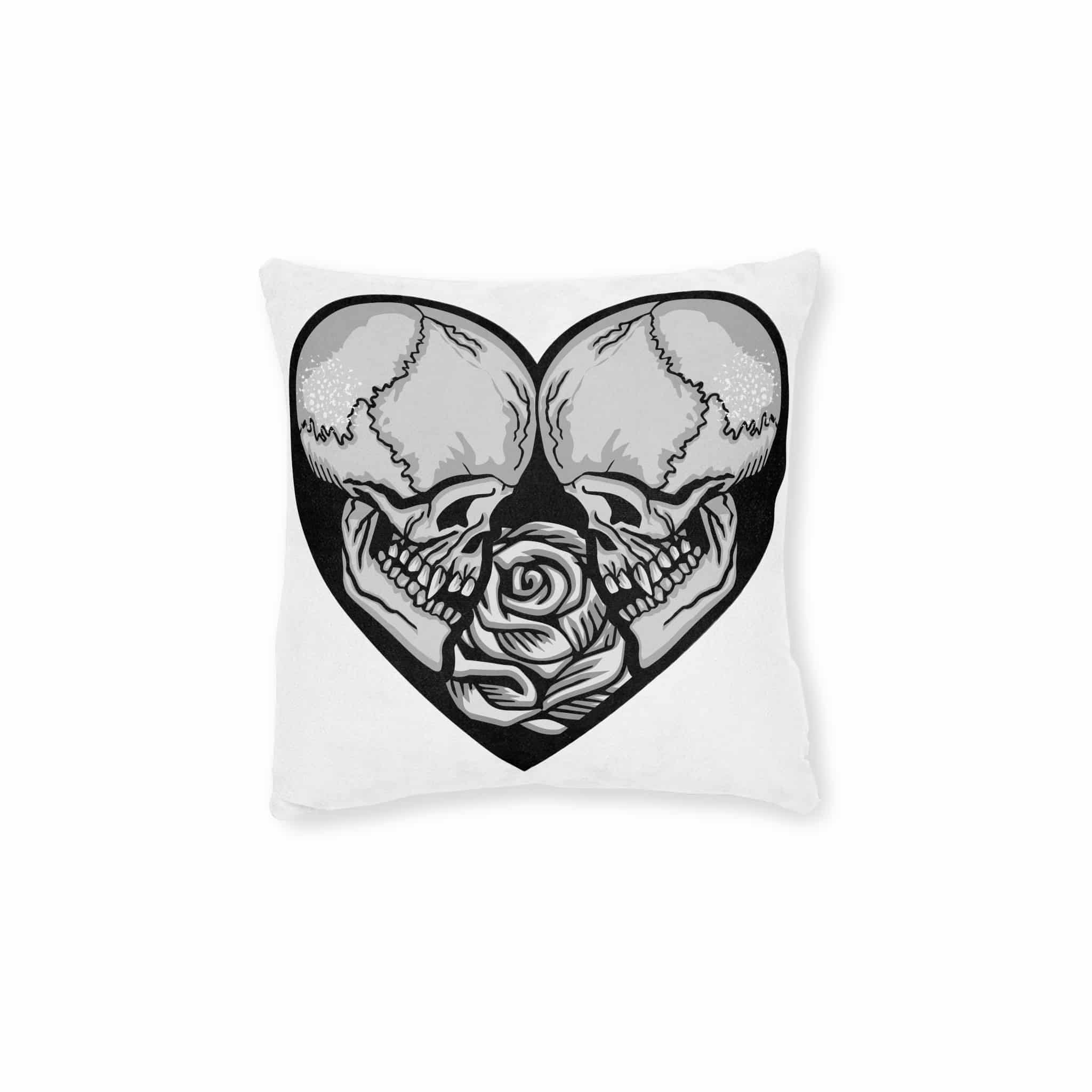 Gothic Sign With Skull Heart Grunge Vintage Design T Shirts Square Pillow Pink Back