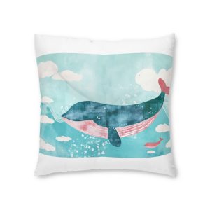 Whale With Clouds Tufted Floor Pillow Square