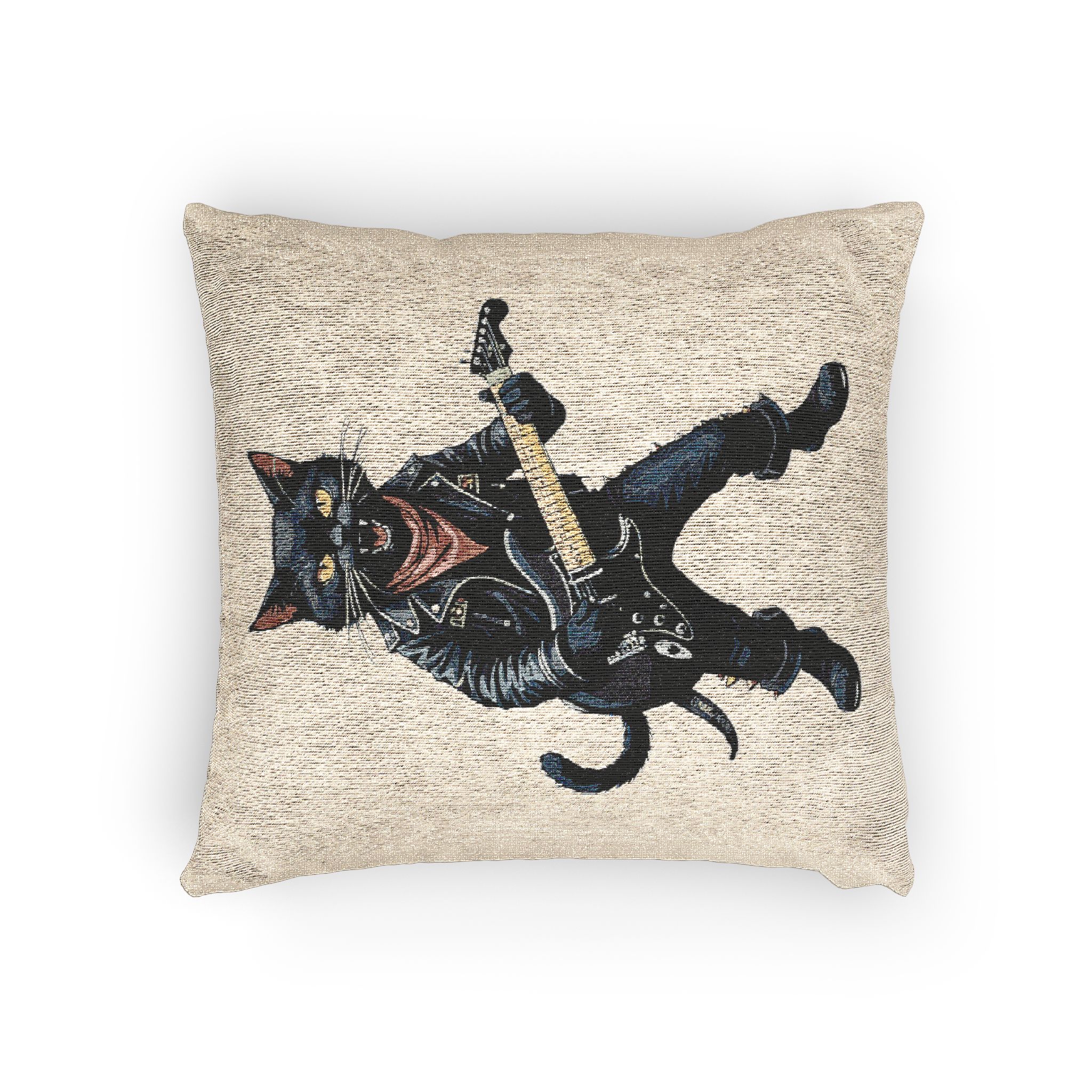 Illustration Happy Smiling Dog Glasses Tshirt Design Cartoon Style Woven Pillow - Image 4