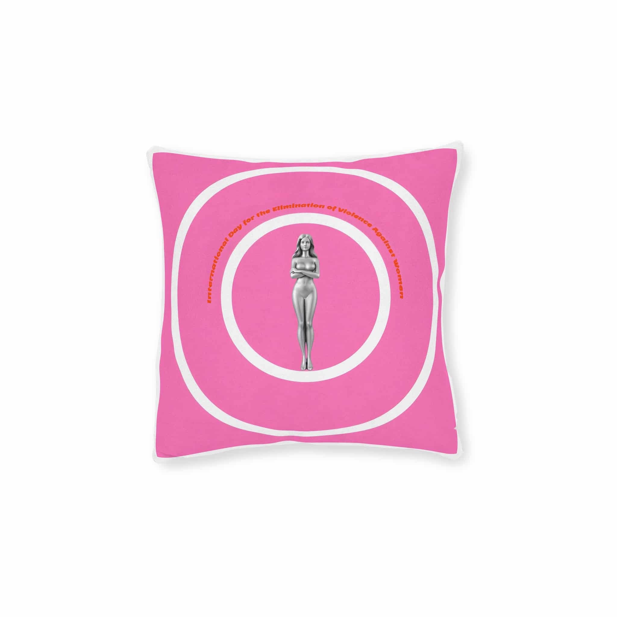 Vector International Day Elimination Violence Against Women Poster Banner Square Pillow Pink Back