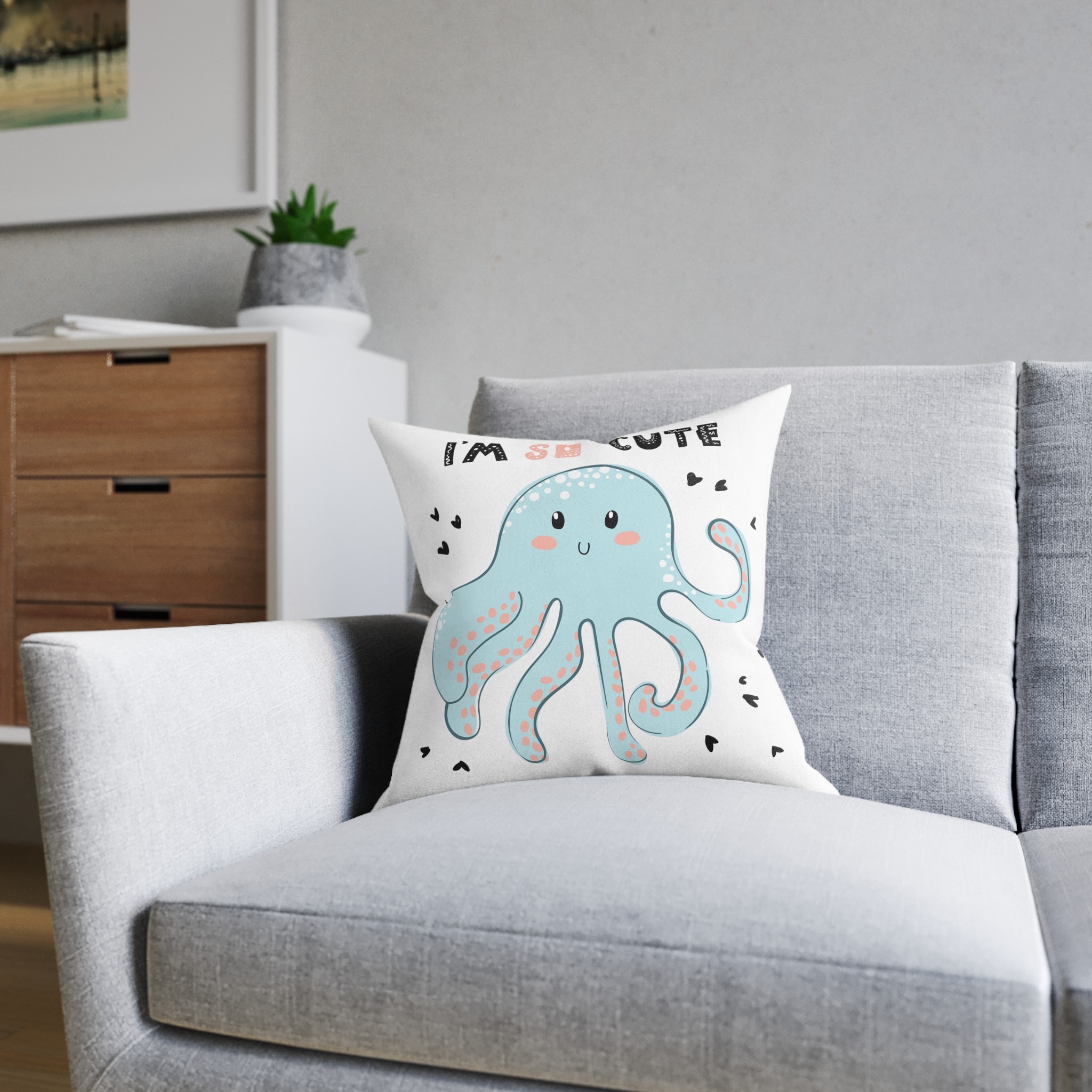 Iam So Cute Square Pillow Pink Back - Image 8