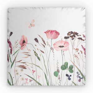 Watercolor With Wildflowers Herbs Butterfly Summer Meadow Custom Shaped Pillows