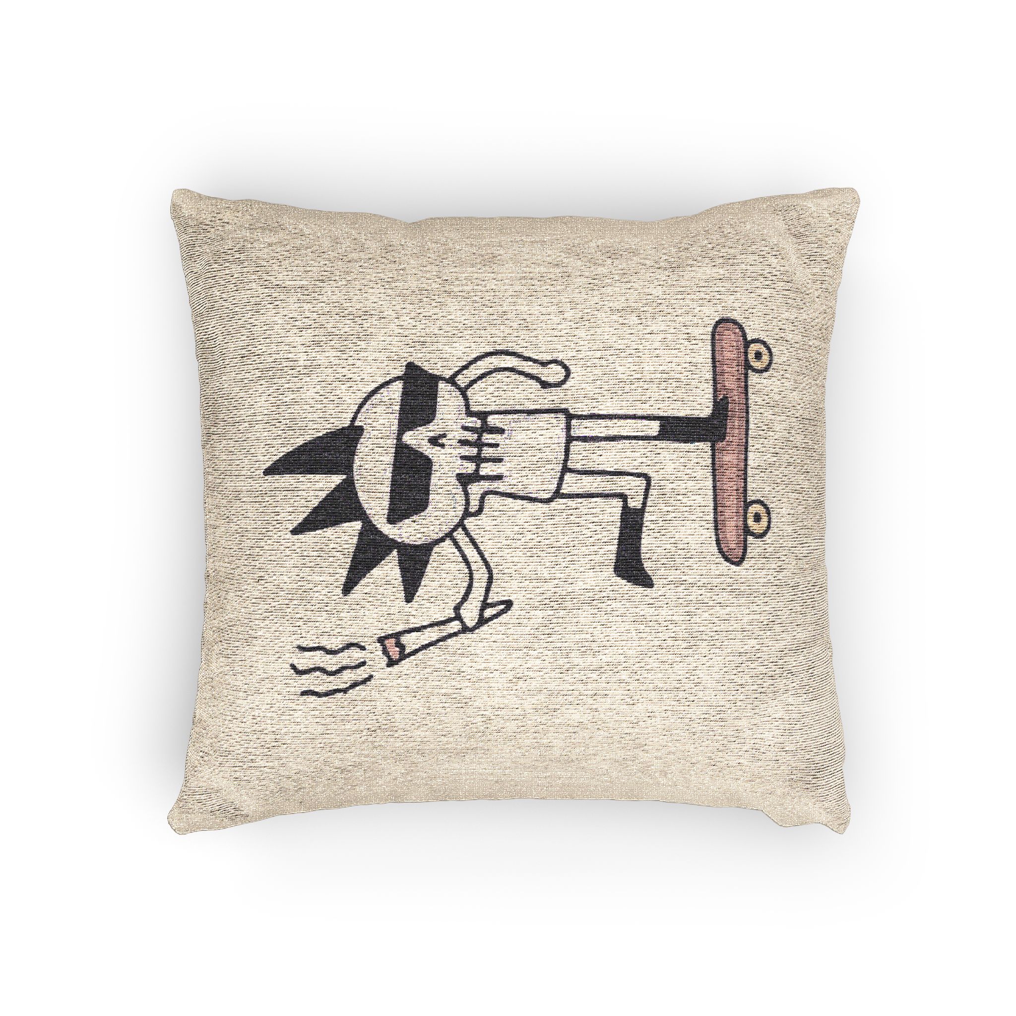 Cool Punk Skull With Cigarette Riding Skateboard Doodle Art Illustration T Shirt Sticker Woven Pillow - Image 4