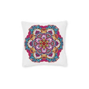 Decorative Mandala Traditional Esoteric Symbol Square Pillow Pink Back