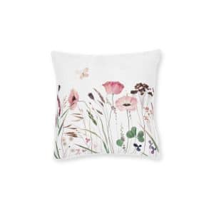 Watercolor With Wildflowers Herbs Butterfly Summer Meadow Square Pillow Pink Back